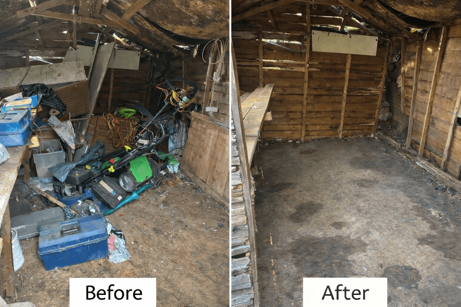 Outbuilding/shed clearance — before and after